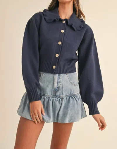 Mable Oceana Peter Pan Collar Cardigan In Navy