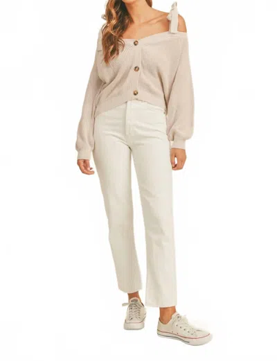 Mable Off-shoulder Cardigan In Dusty Lavender In Neutral