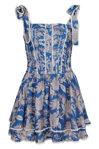 Mable Paisley Corset Mini Dress Dark Blue