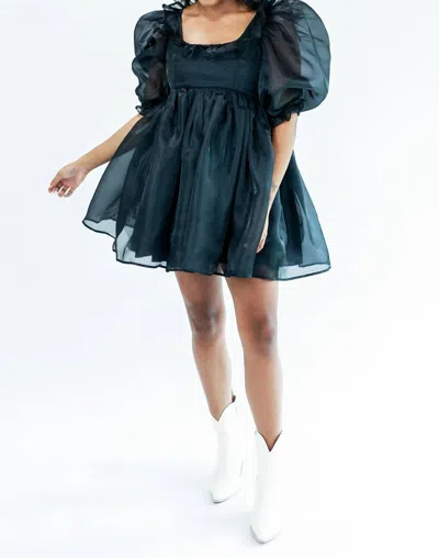 Mable Party On Fifth Organza Dress In Black In Blue