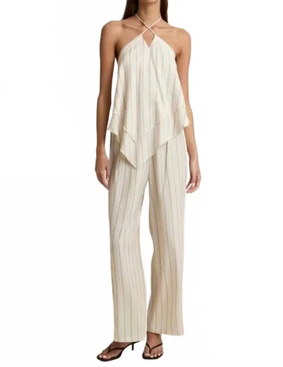 Mable Patricia Halter Top And Wide-leg Pants Set In Cream In White