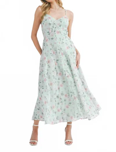 Mable Paula Floral Maxi Dress In Mint In Green