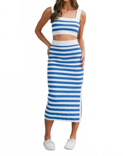 Mable Paulina Two-piece Knit Set In Blue White