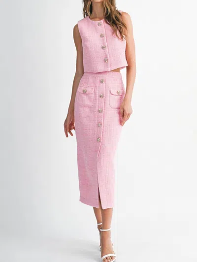Mable Penelope Tweed Skirt In Pink