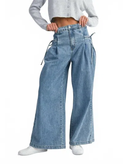 Mable Pleat Pocket Wide Leg Jeans In Blue