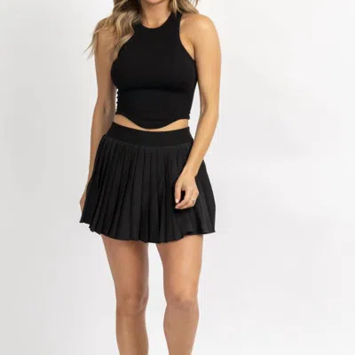 Mable Pleated Elastic Tennis Skirt In Black