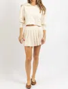 Mable Pleats And Thanks Cropped Sweatshirt And Mini Skirt Set In Ivory In Multi