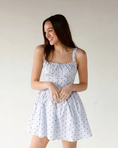 Mable Polka Dot Breeze Mini Dress In White In Brown