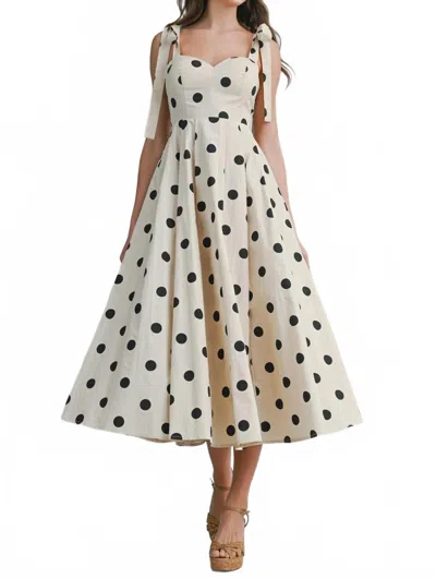Mable Polka Dot Midi Dress In Cream Black