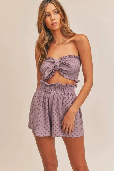 Mable Polka Dot Tube Top Shorts Set In Lavender In Multi