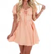 Mable Pom Pom Plaid Mini Dress In Orange In Orange