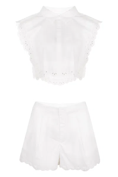 Mable Poplin Shirt And Shorts Set Off White