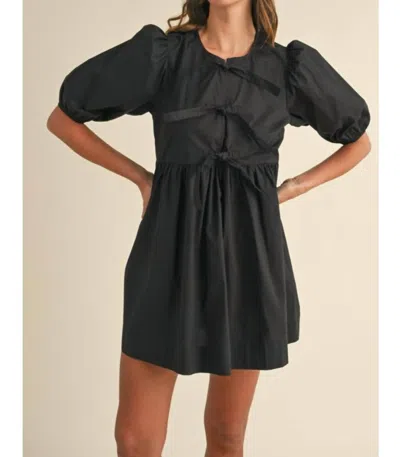 Mable Poplin Tie Front Dress In Black