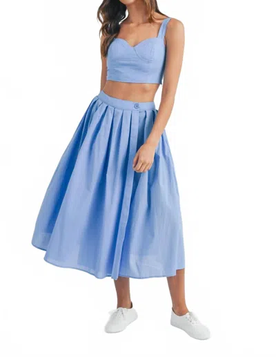 Mable Portia Pleated Wrap Midi Skirt In French Blue