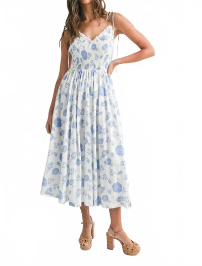 Mable Printed Cami Midi Dress In Blue In Multi