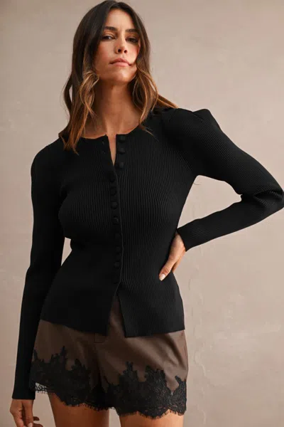 Mable Puff Long Sleeves Top Black