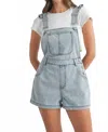 Mable Remi Ruffle Denim Overalls In Light Denim In Blue