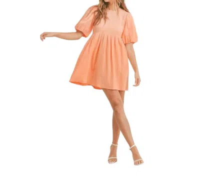 Mable Renee Puff Sleeve Babydoll Dress In Orange In Pink