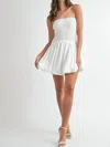 Mable Ribbed Balloon Tube Mini Dress In White In White