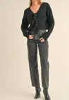 Mable Ribbon Bow Sweater In Black In Black