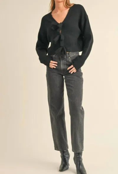 Mable Ribbon Bow Sweater In Black
