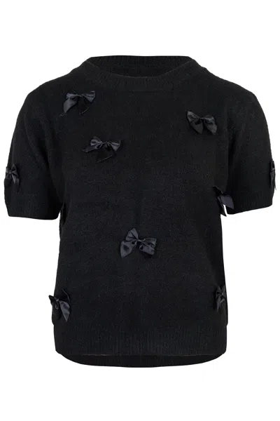 Mable Ribbon Detail Knit Top Black