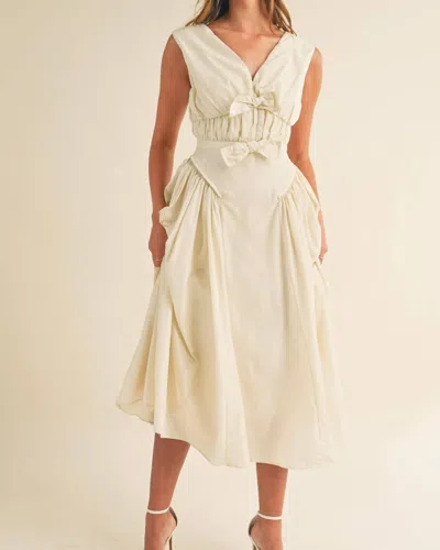 Mable Ribbon Detail Midi Dress In Cream In Neutral