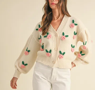 Mable Rose Applique Cardigan In Multi