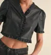 Mable Rosemont Cropped Ruffle Top In Black