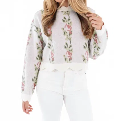 Mable Rosy Sweater Top In Cream In Multi