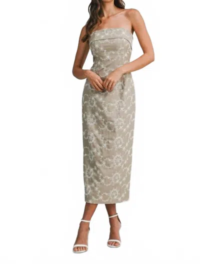 Mable Rowan Dress In Taupe In Green
