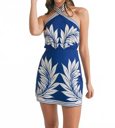 Mable Royal Palm Mini Dress In Blue