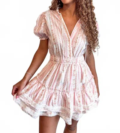 Mable Ruffle Blossom Mini Dress In Coral In White