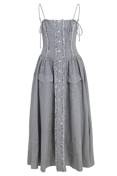 Mable Ruffle Gingham Dress Black In Gray