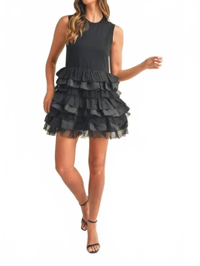 Mable Ruffle Tiered Mini Dress In Black
