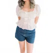 Mable Ruffle Trim Puff Sleeve Tunic In White In White
