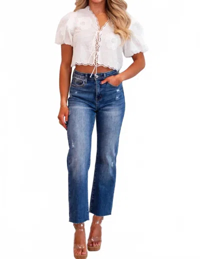 Mable Saige Embroidered Tie Top In Off White