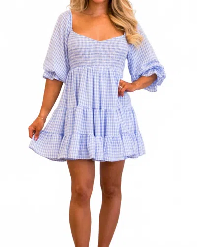 Mable Say So Gingham Babydoll Dress In Blue