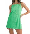 Mable Scallop Mini Dress In Green In Green