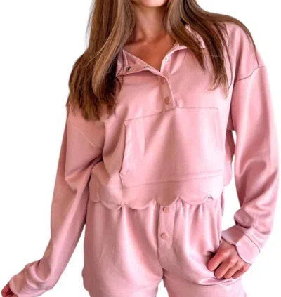 Mable Scalloped Edge Sweatshirt In Dusty Rose In Multi