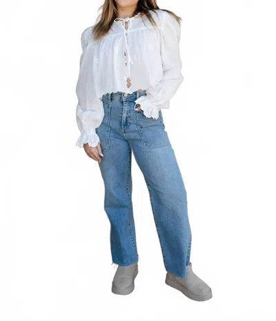 Mable Scalloped Hem Balloon Top In White