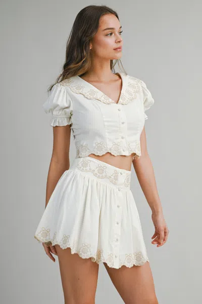 Mable Scalloped Top And Skirt Set Cream In Neutral