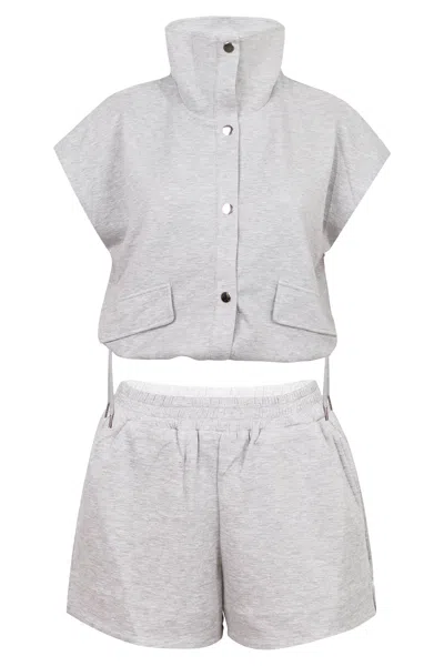 Mable Scuba Funnel Top And Shorts Set Grey In Gray