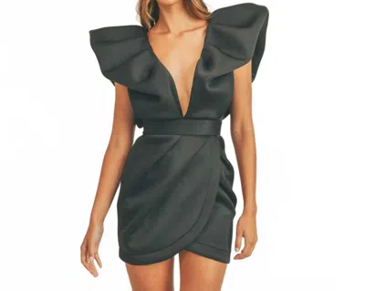 Mable Scuba Puff Sleeve Dress In Black
