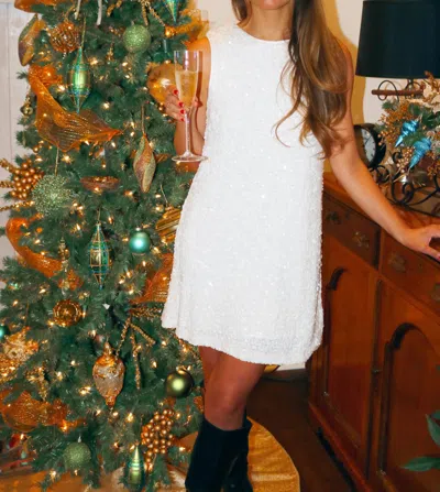 Mable Sequin Bow Tie Shift Dress In White