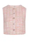 Mable Seraphine Tweed Button Front Vest Blush In Pink