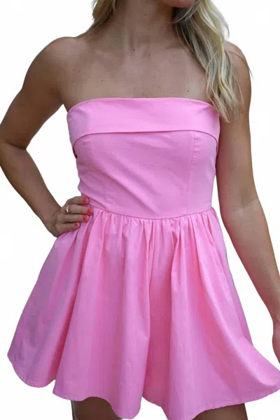 Mable Shelby Strapless Romper In Pink