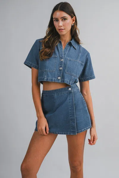 Mable Shirt And Skort Denim Set In Blue