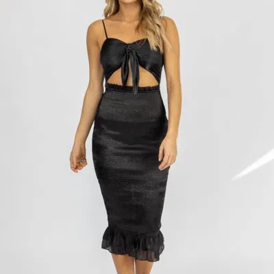 Mable Silky Front Cutout Midi In Black