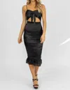 MABLE SILKY FRONT CUTOUT MIDI IN BLACK